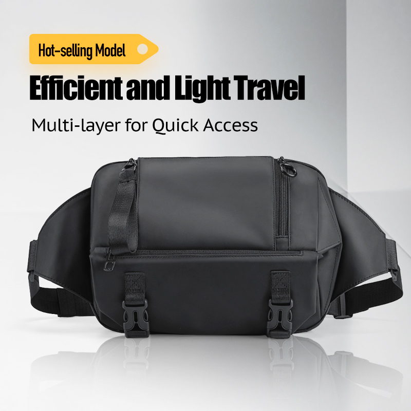 Men's Waterproof Crossbody Chest Bag with Tablet Pocket, Durable Lightweight Sling Pack Shoulder Backpack for Travel Outdoor