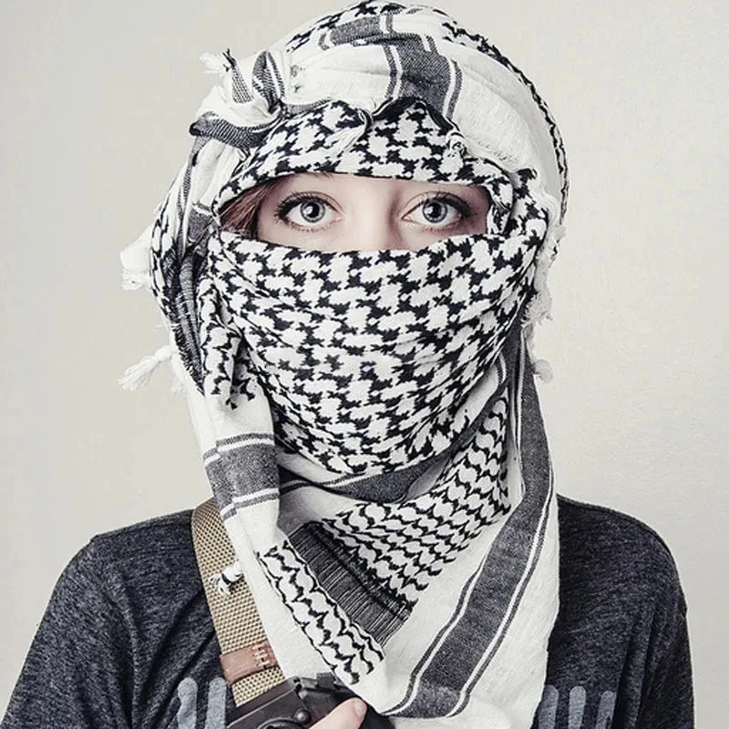 Lenço hijab xadrez leve para homens e mulheres lenço árabe deserto macio tático caminhadas cachecóis unissex turbante xale militar