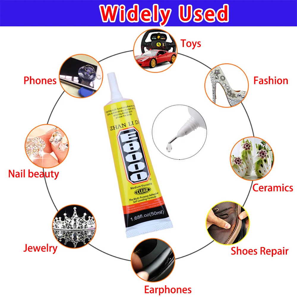 15/25/50/110ML กันน้ํา E8000 กาวซ่อมโทรศัพท์ผ้าไม้ Scrapbooking Contact กาว E-8000 w/Precision Applicator