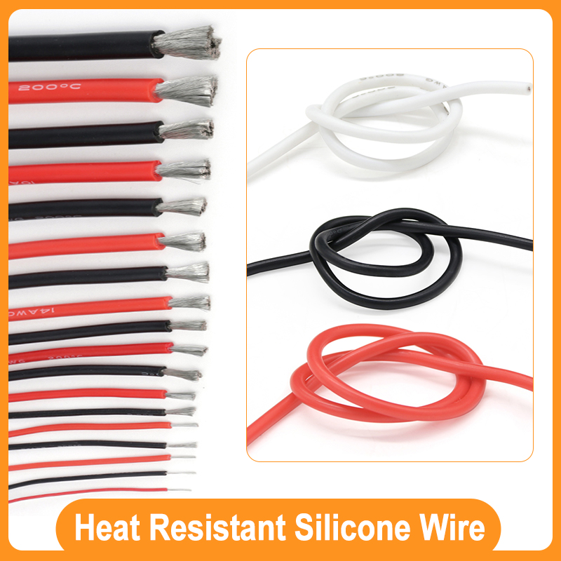 1 м ~ 50 м красный/черный/белый мягкий силиконовый кабель 30 28 26 24 22 20 18 16AWG термостойкий электрический провод для автомобильного аккумулятора светодиодный светильник