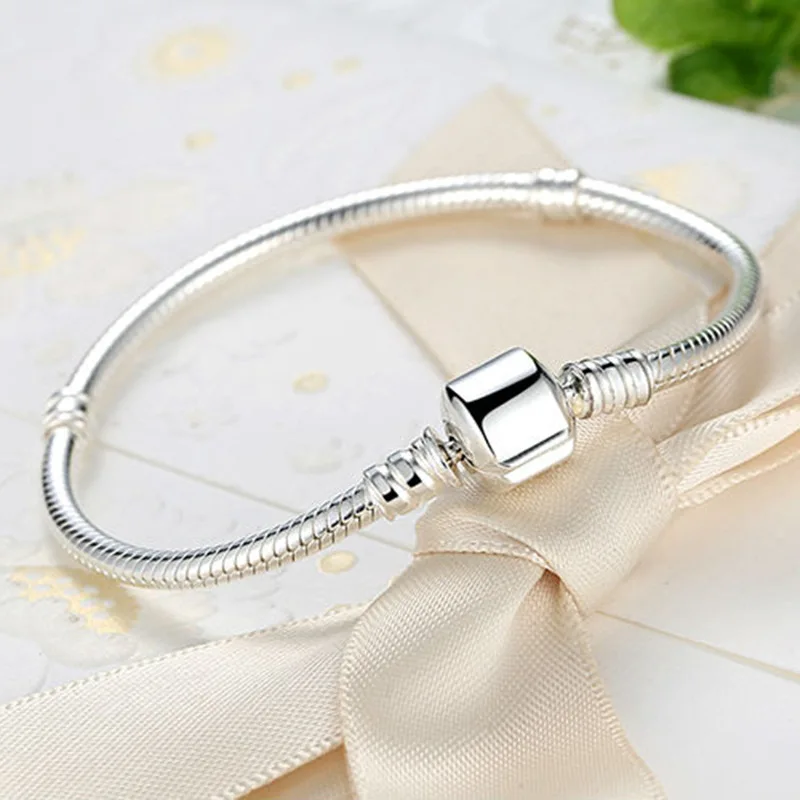 Cadena de serpiente de Plata de Ley 925, pulsera con dijes DIY para mujer, joyería de regalo con pulseras para mujer, брасekoе androбarkan