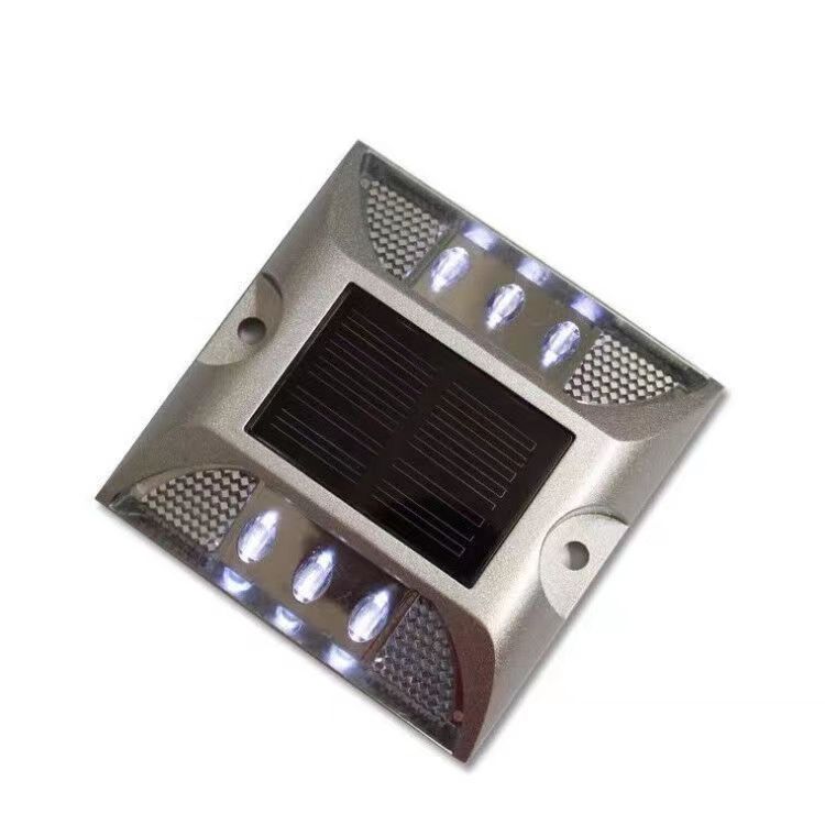 Luce flash di avvertimento a terra con chiodi riflettenti per perno stradale ad energia solare a LED impermeabile
