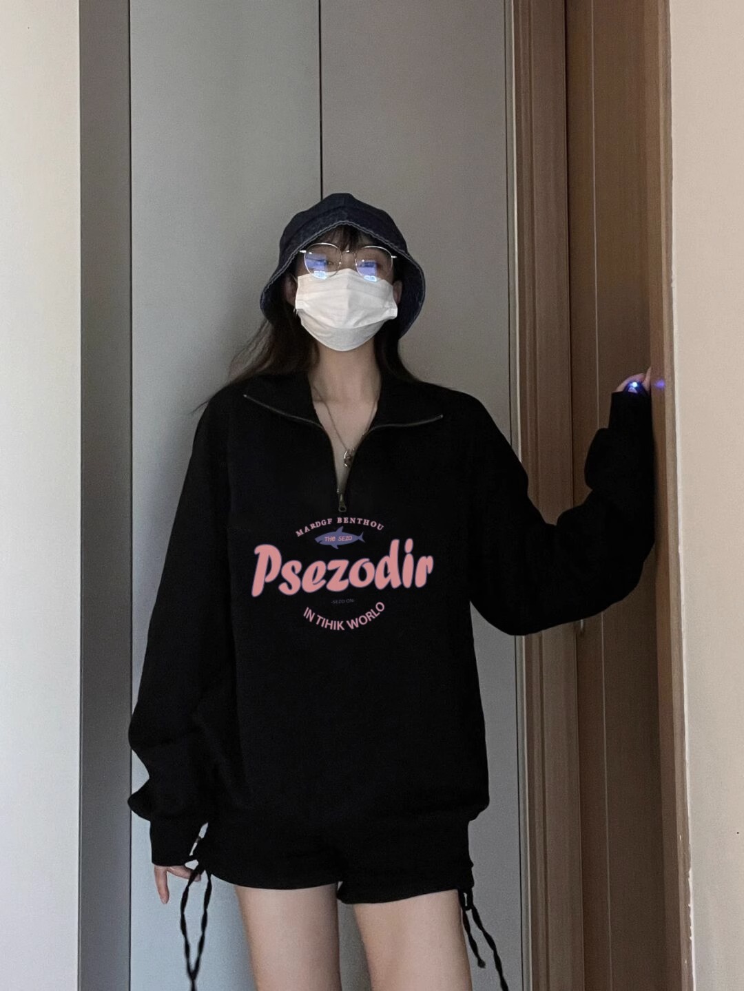 Vintage Large Collar Sweatshirt Women's Polo Collar Loose Thin Autumn Top Trendy Design Outerwear Comfortable Korean Sle Lo...