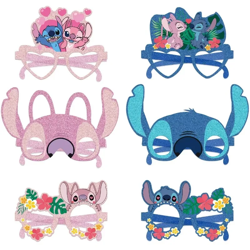 12 pz/set Disney Lilo & Stitch Decorazione Del Partito Occhiali di Carta Maschere Foto Puntelli Cosplay Per Bambini Buon Compleanno Forniture Per Feste