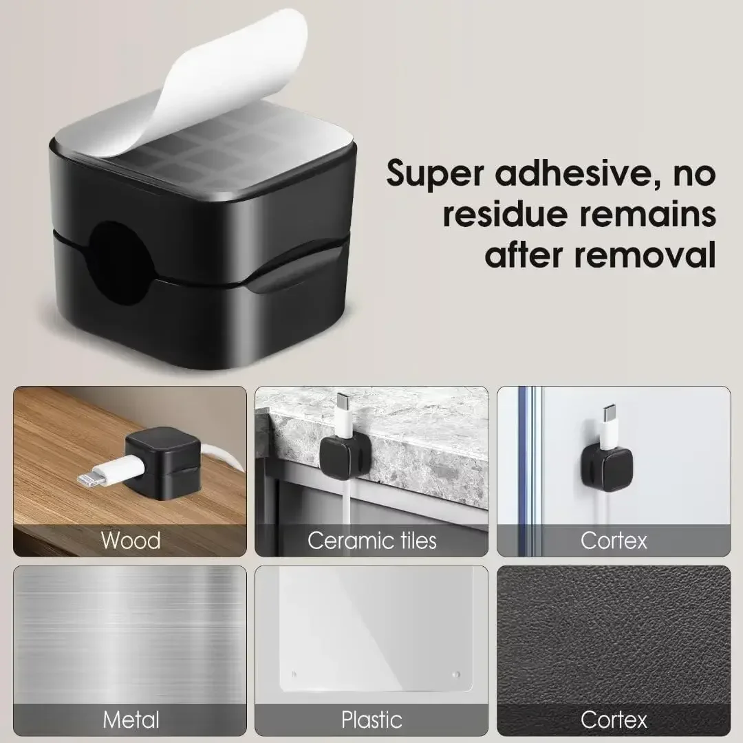 磁気ケーブルクリップオーガナイザー粘着ケーブルホルダーワイヤー管理USB充電器コードキーパーホームオフィス電話デスクカー壁用