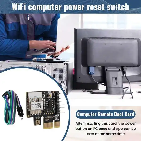 Tuya Wifi Computer Power Reset Switch PCIe Card for PC Destop Computer,APP Remote Control,Support Google Home,MINI Card