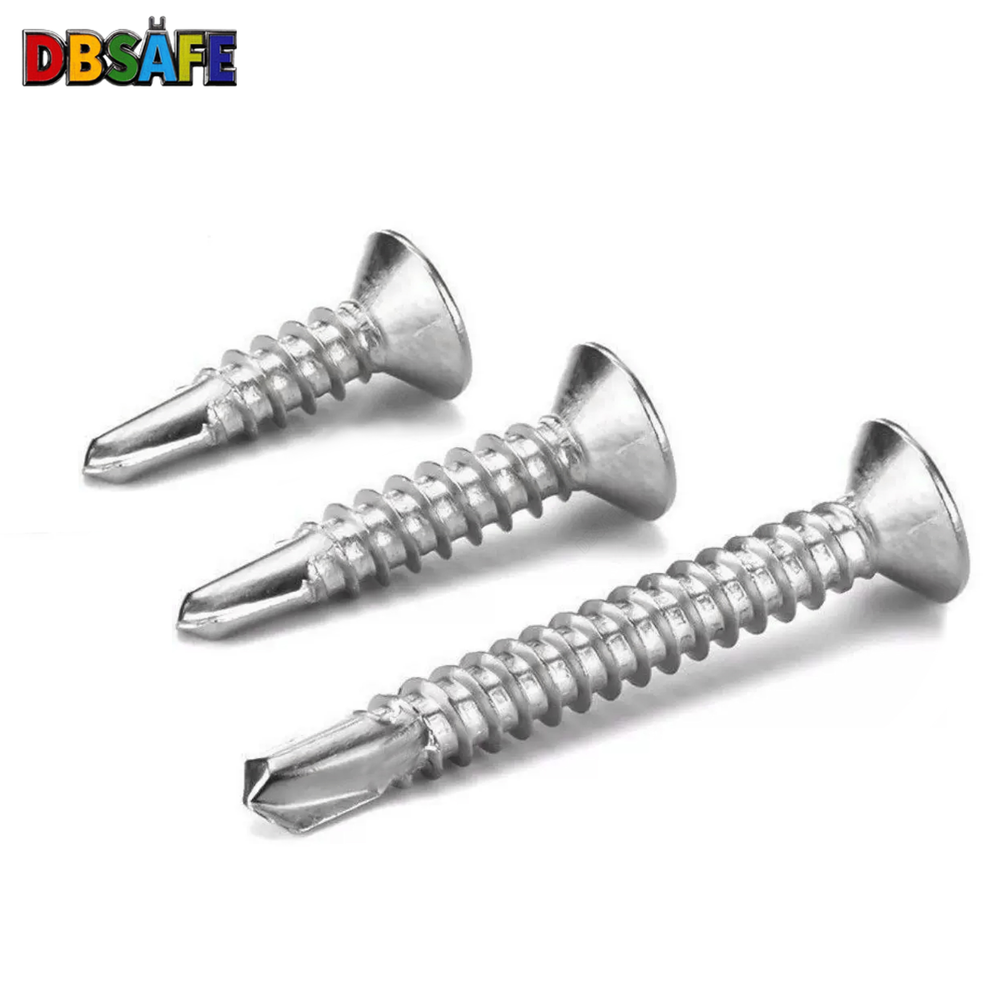 50 pièces # 8 vis autotaraudeuses M4.2 410, tôle d'acier inoxydable, tête plate, attaches de perçage rapide haute résistance