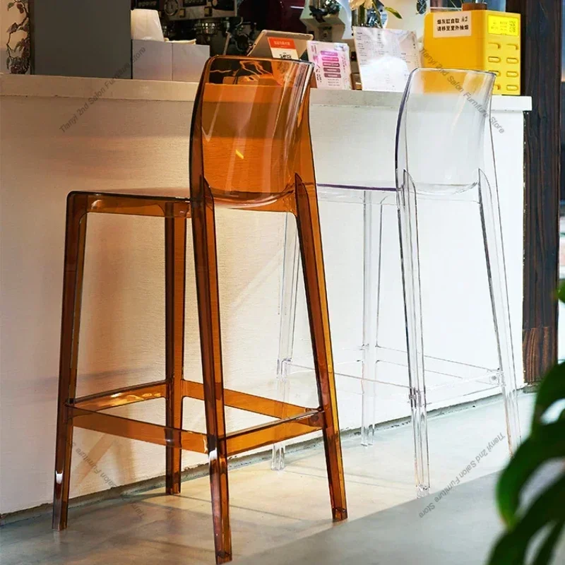 Hohe Esszimmer Bar Stühle Büro Nordic Accent Samt Barhocker Luxus Transparent Acryl Design Banqueta Home Möbel HBBC