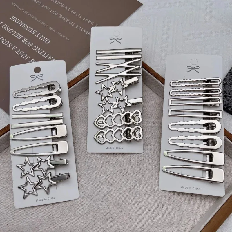 8 Uds. Pinzas para el cabello de Metal Y2K para mujer, exquisita Clip de pico de pato, horquillas para niñas, pasadores con flequillo lateral, horquilla, accesorios para el cabello para niñas