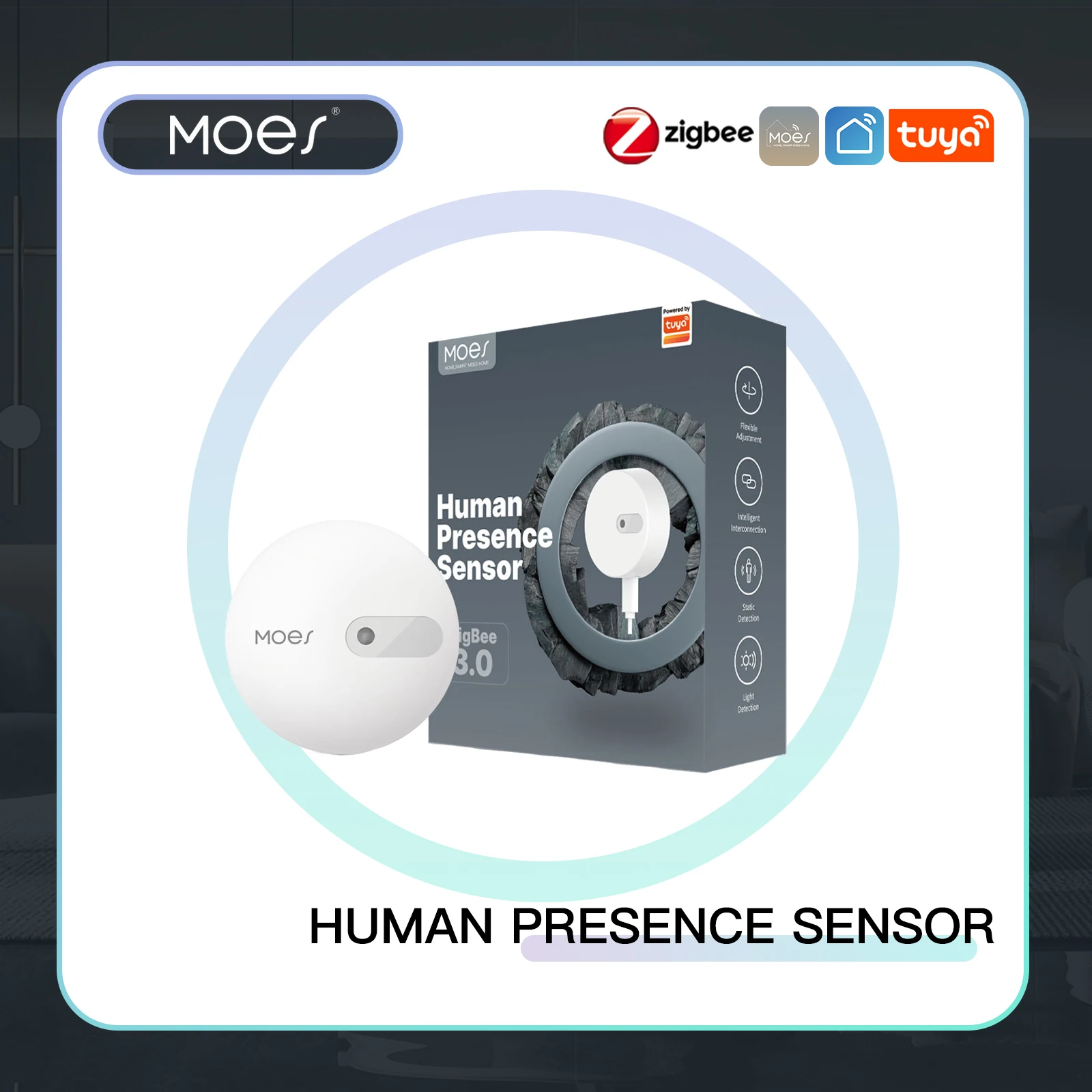 Moes zigbee sensor de presença humana detector de onda de radar sensor de detecção para segurança em casa tuya inteligente corpo humano existe sensor