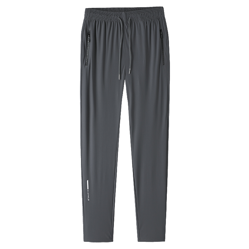 Pantaloni da uomo in tinta unita estivi in seta di ghiaccio elastici ad asciugatura rapida pantaloni sportivi larghi adatti per abbigliamento casual e da lavoro M-8XL
