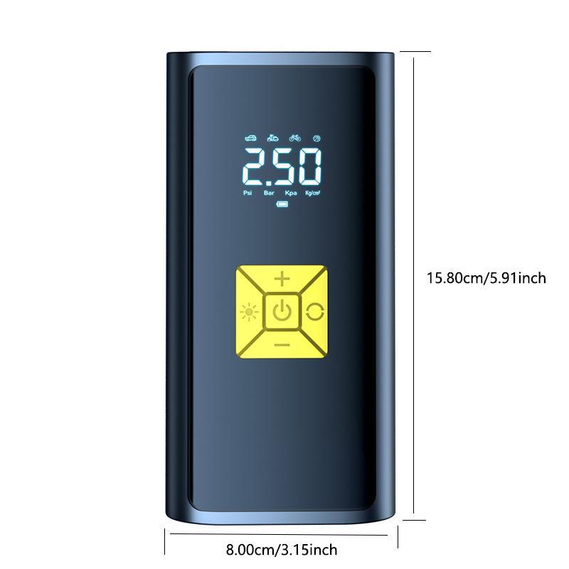 1 conjunto de bomba de inflação montada em carro, display digital inteligente, sem fio, bomba de inflação de pneus, detecção de pressão e inflação