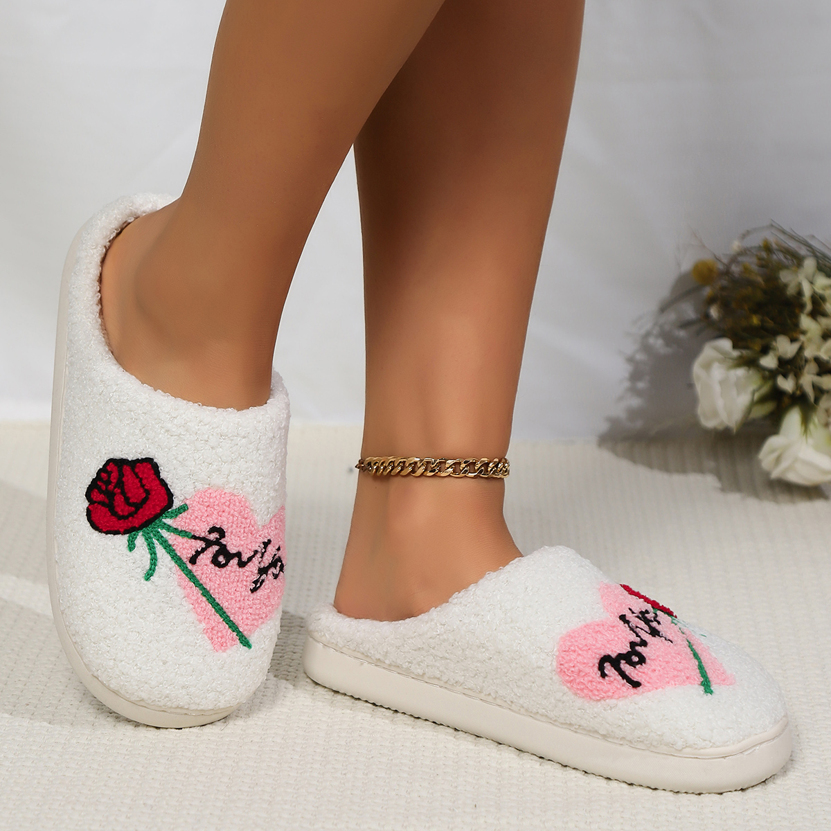 Zapatillas de franela para mujer, novedad de invierno