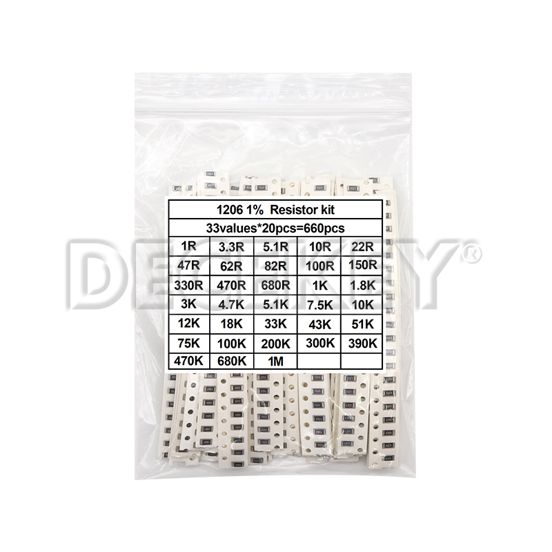 4000 Uds 0402 Kit de resistencias SMD Kit surtido 10ohm-1M ohm 5% 80valuesX 50 Uds = 4000 Uds Kit de muestra 0805 0603 1206 2512 1210