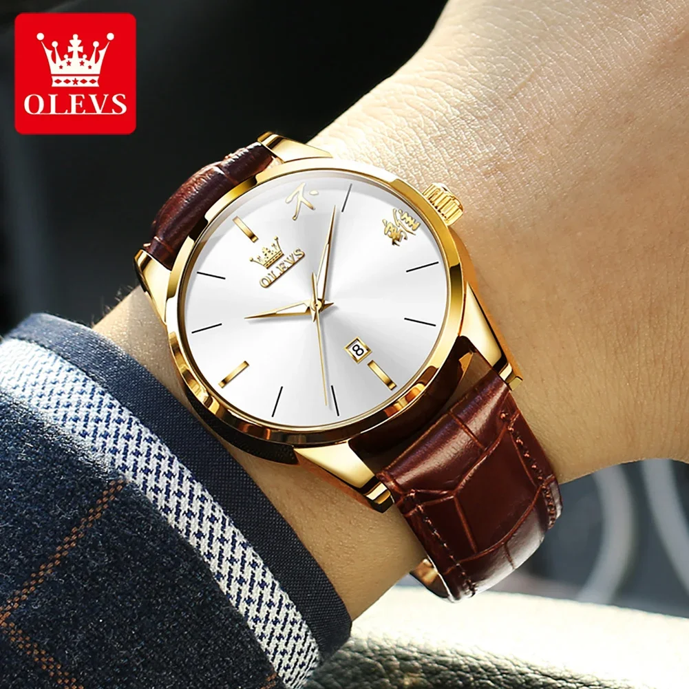 Reloj de pulsera de cuarzo para hombre y mujer, cronógrafo con correa de cuero, pantalla China Simple, resistente al agua, luminoso, a la moda