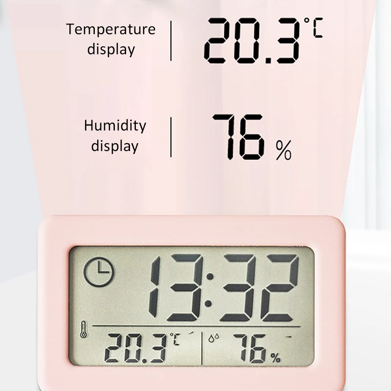 Mini Digital Alarm Clock with Temperature&Humidity Display Ultra-thin Desk Clock Table Clock for Kitchen Office Home Decorations
