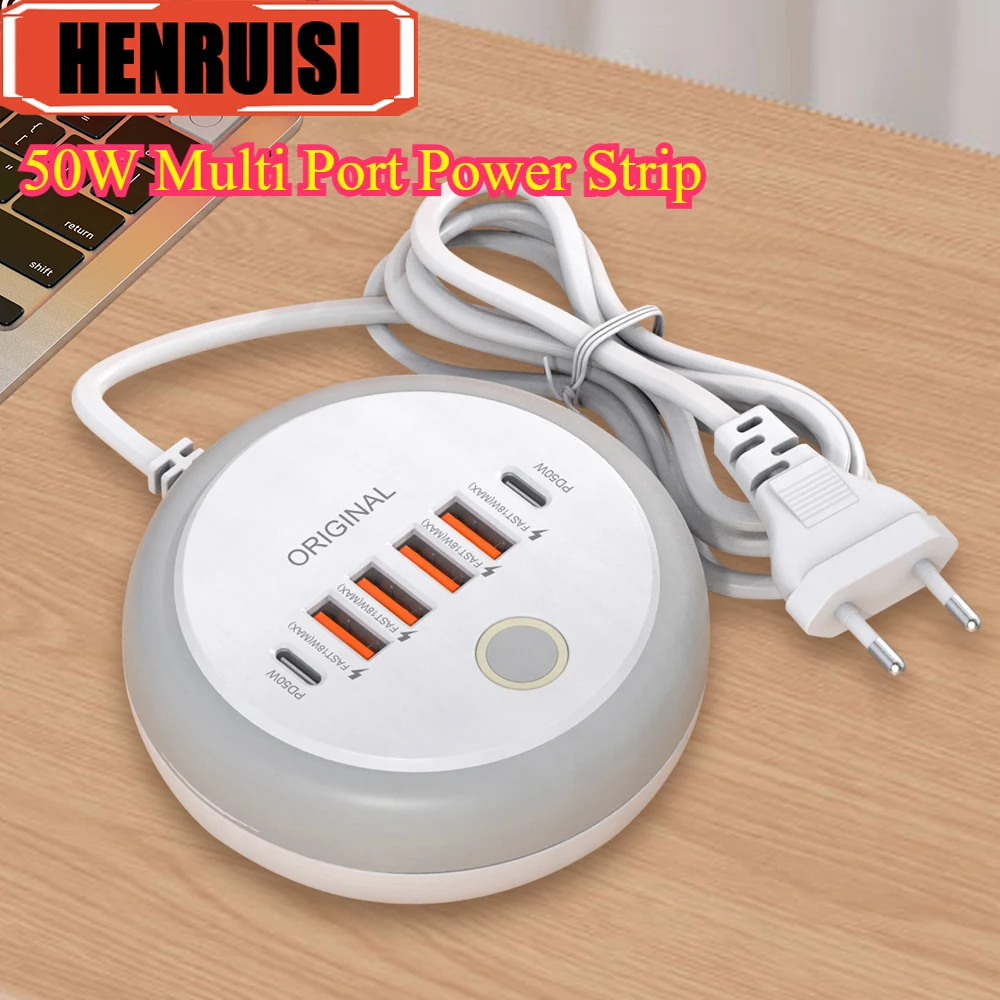 Multiporta multiporta da 50 W Presa USB C Tipo C Caricatore da muro a ricarica rapida Adattatore USB per iPhone15 16 Caricatore rapido per telefono cellulare