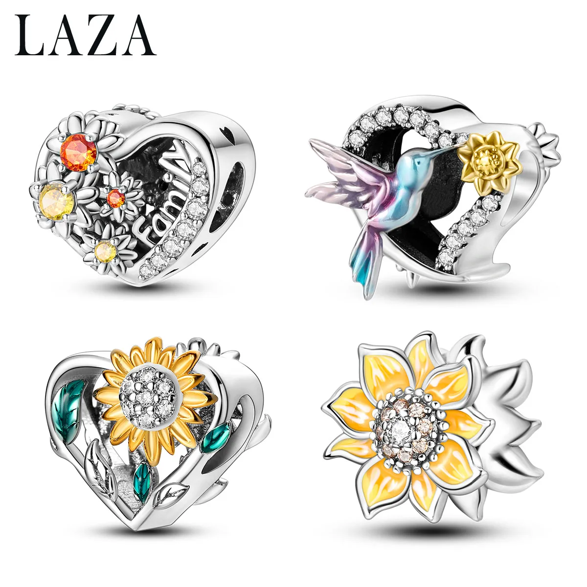 Laza 1pc versilbert Charm Sonnenblumen perlen passen Schlangen kette Armband machen Modeschmuck