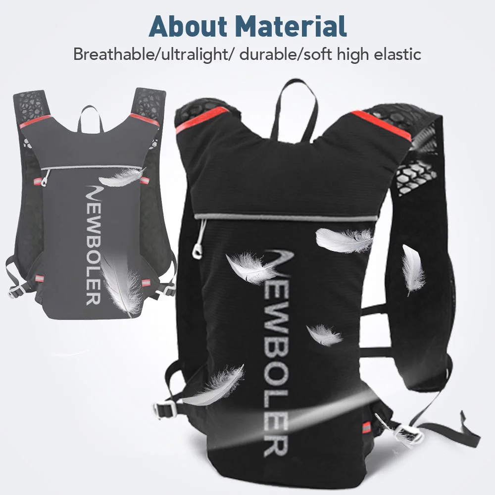 Mochila ultraligera para correr de 5L, chaleco de hidratación para correr y rastro, mochila para correr en bicicleta, bolsa de 500ml, matraz blando de 2L