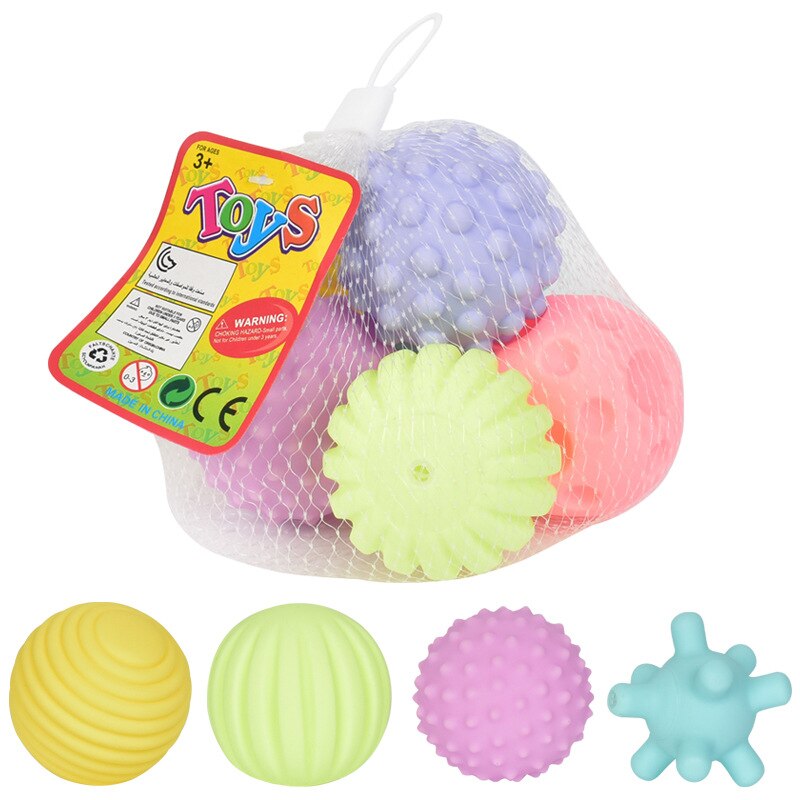 4PCS Set Caoutchouc Souple Multi-Texture Bébé Grab Ball Jouet Exercice Saisir Capacité Main Grab Ball