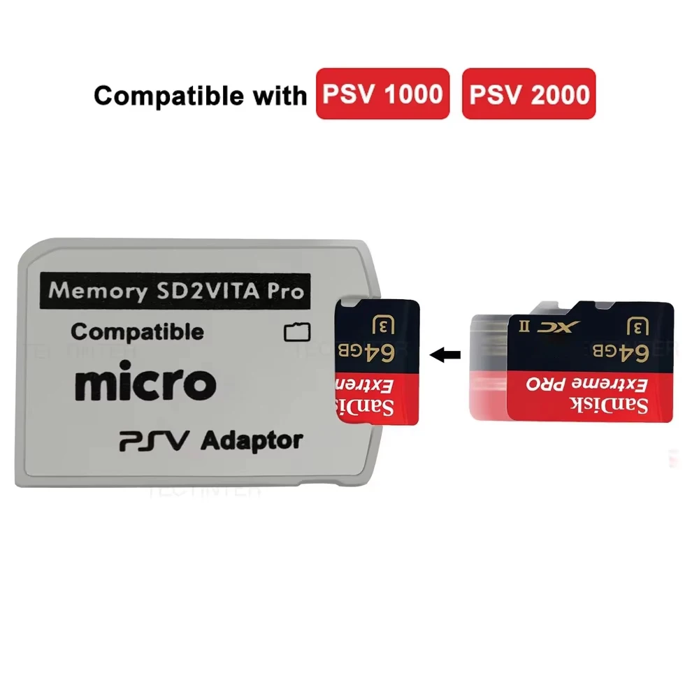 For PSVita SD2VITA 6.0 Micro Memory Card Adapter For PS Vita 1000 2000 Henkaku 3.65 System SD Game Card Slot Converter