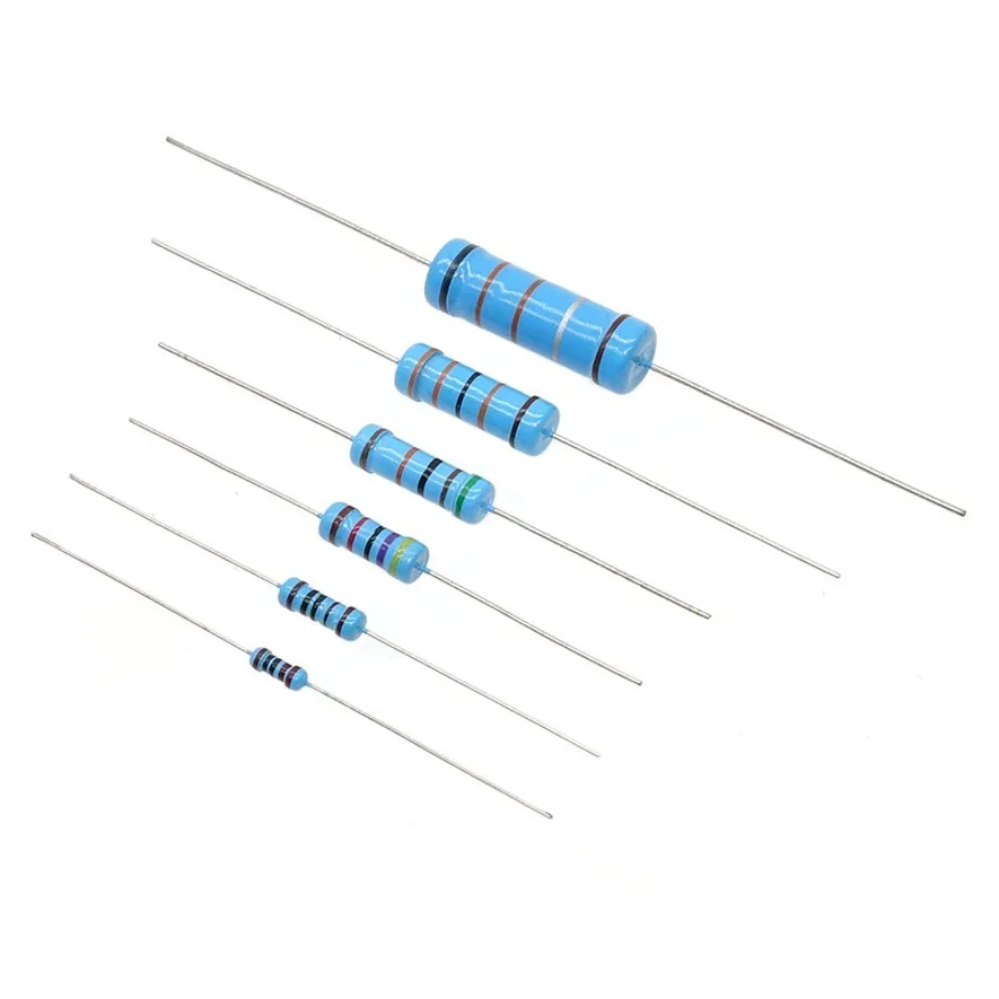100 Uds resistencias de película metálica 1/2 vatios 0,5 W 10 12 15 18 20 22 24 27 30 33 36 39 43 47 51 56 62 68 75 82 91 K R E Ohm