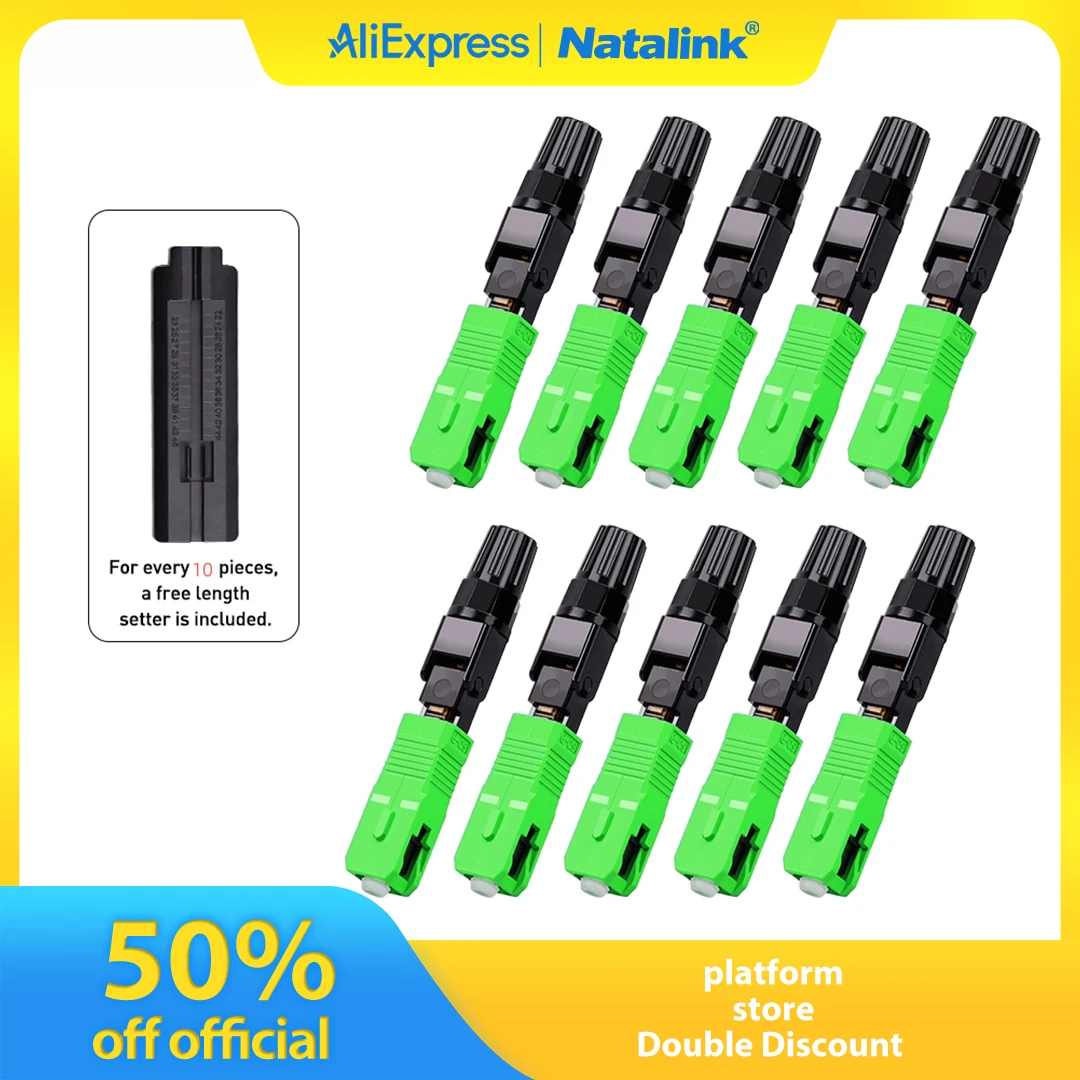 Conector rápido de fibra óptica empotrado SC APC de Natalink para FTTH, adaptador de acoplador frío reutilizable de fibra óptica de fusión, herramientas de conexión.