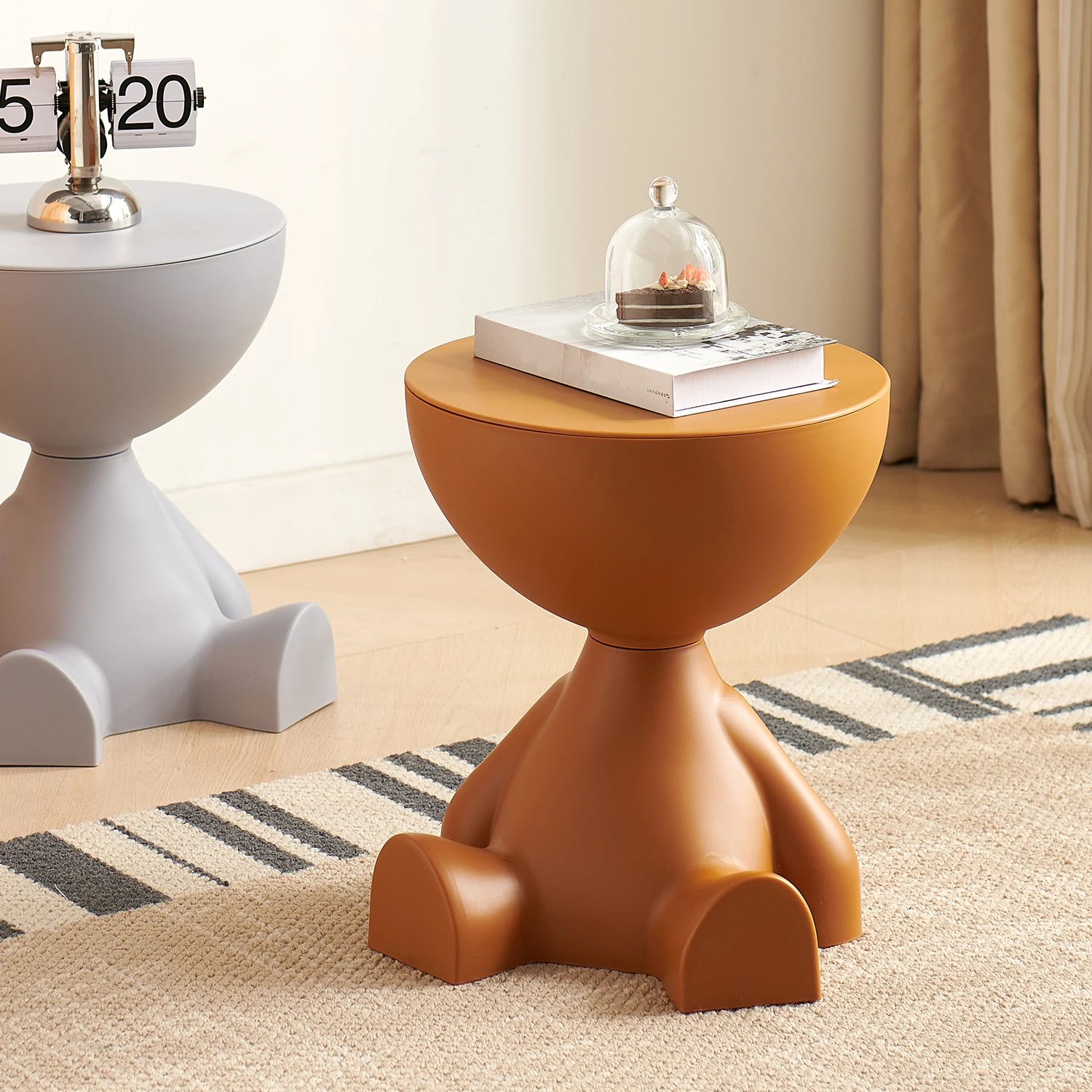 Cream Coffee Table Sofa Bed Side Table Plastic Creative Flat Head Coffee Table for Living Room Household Accessories Home Decor