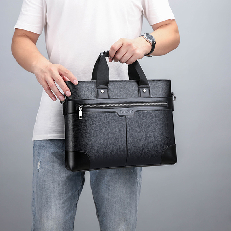 Maletín de cuero PU para hombre, Ejecutivo bolso de mano de diseñador de documentos A4, bolso de mensajero de negocios de 14 hombros, marido