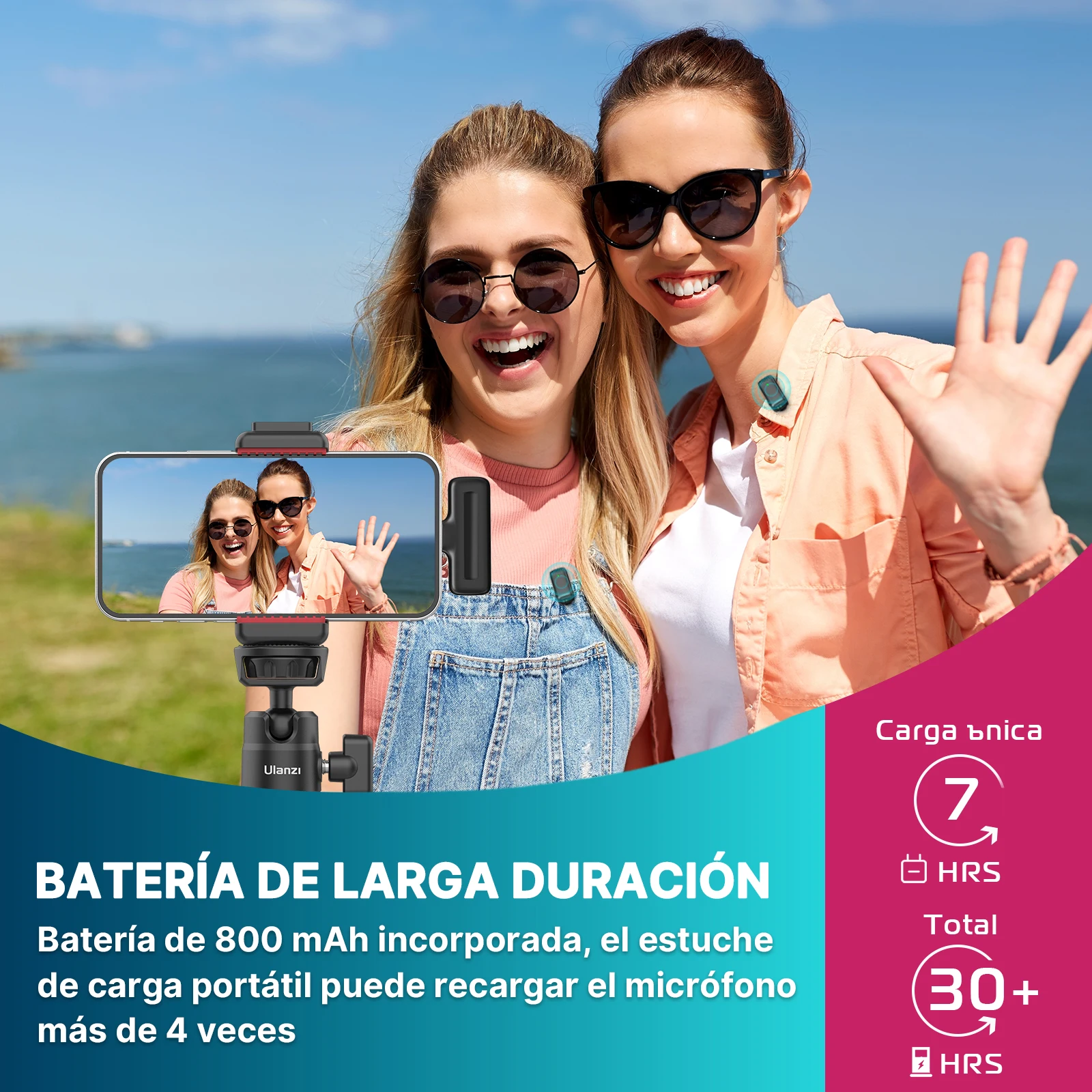 Ulanzi J12 micrófono Lavalier inalámbrico grabación de Audio y vídeo Mini micrófono Plug Play para teléfono inteligente Android iPhone transmisión en vivo