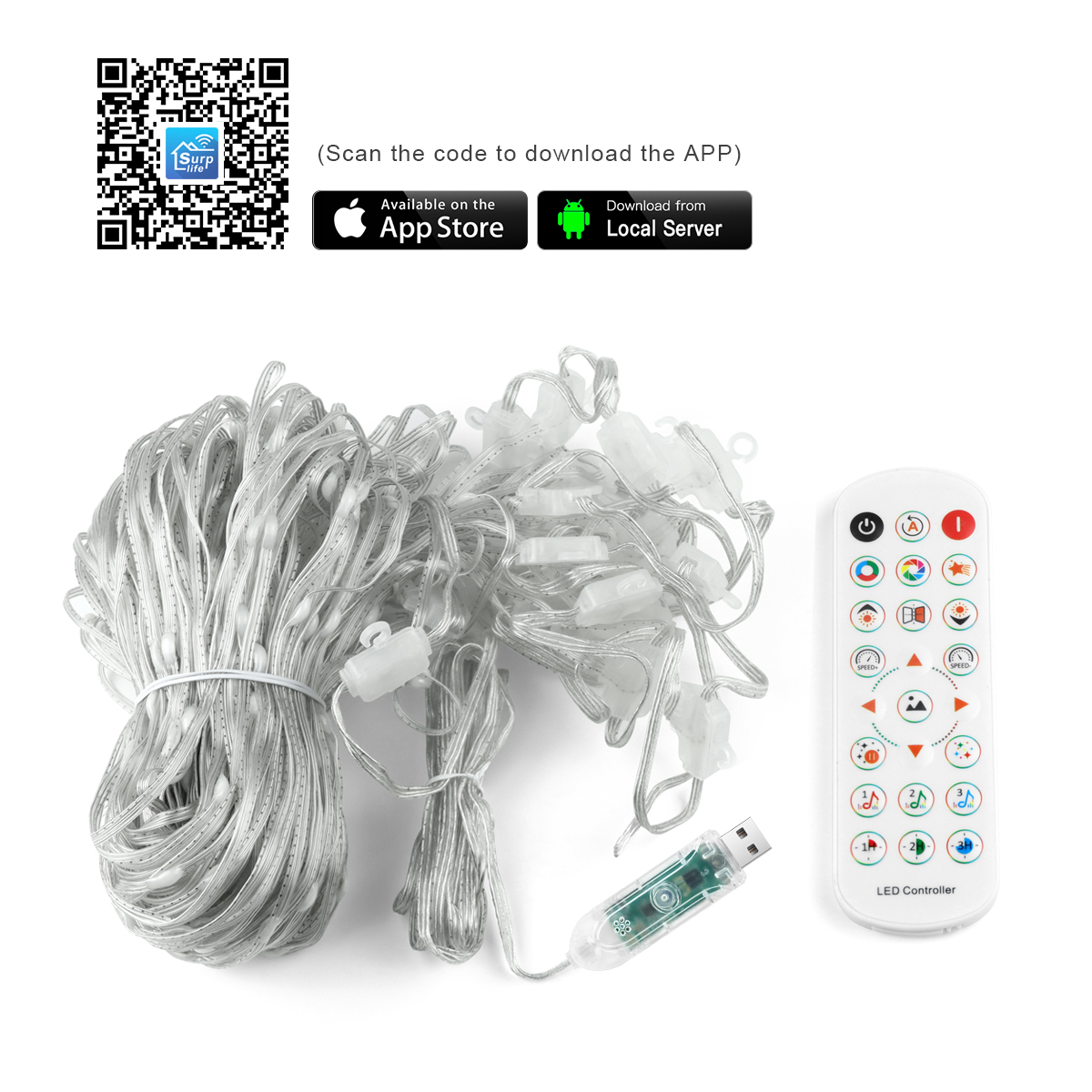 USB 5V Smart Vorhang Lichter App Steuerung LED String Licht Schlafzimmer Dekor Fee Licht Weihnachten Girlande DIY Text Muster display