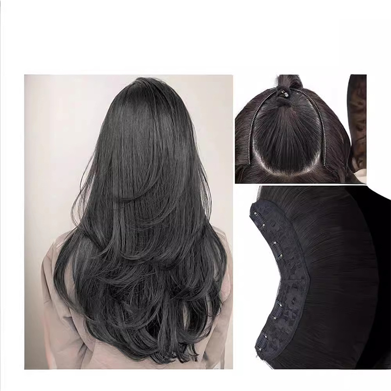 ヘアエクステンションのロングレイヤークリップ、ナチュラルミックスウェル、ストレートウェーブv字型ヘアピース、ブラウンヘアエクステンション、1ピース、22インチ