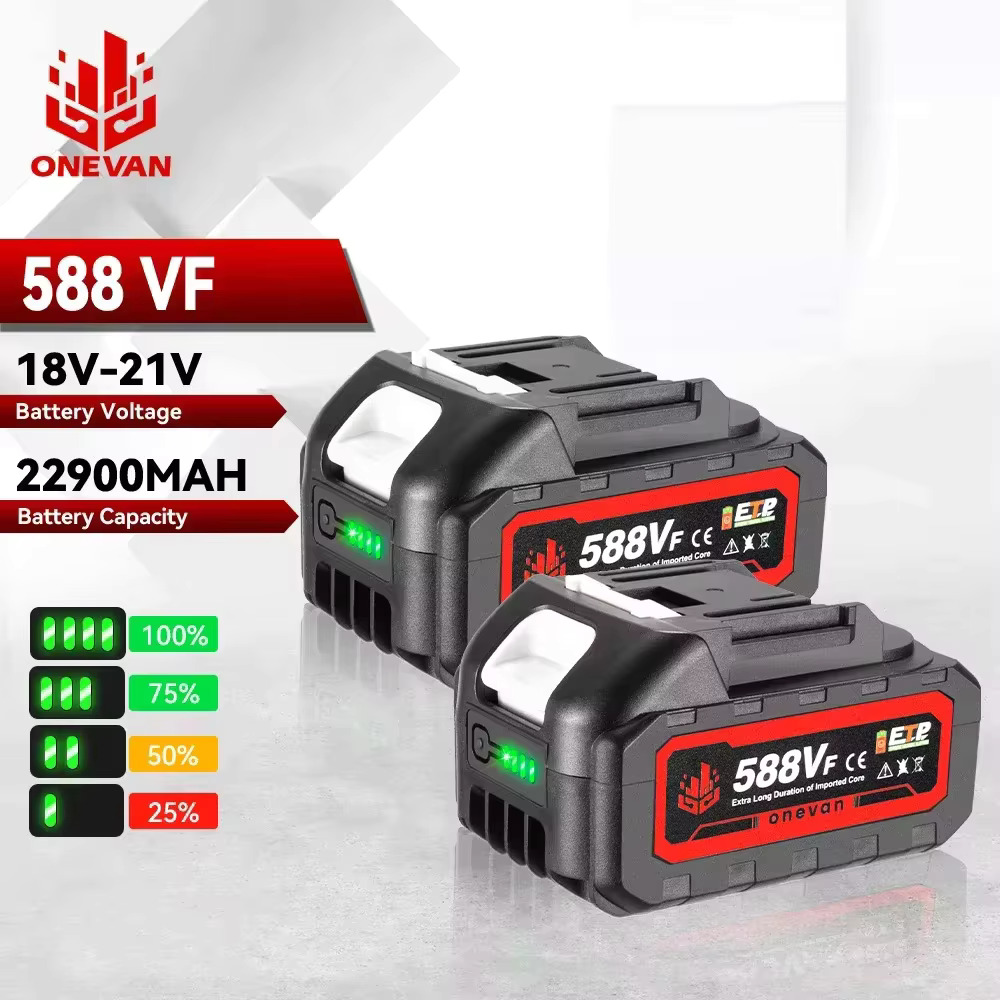 ONEVAN 18 В перезаряжаемая литий-ионная батарея 588VF 22900 мАч литий-ионная батарея с индикатором заряда батареи для штифта батареи Makita 18 В