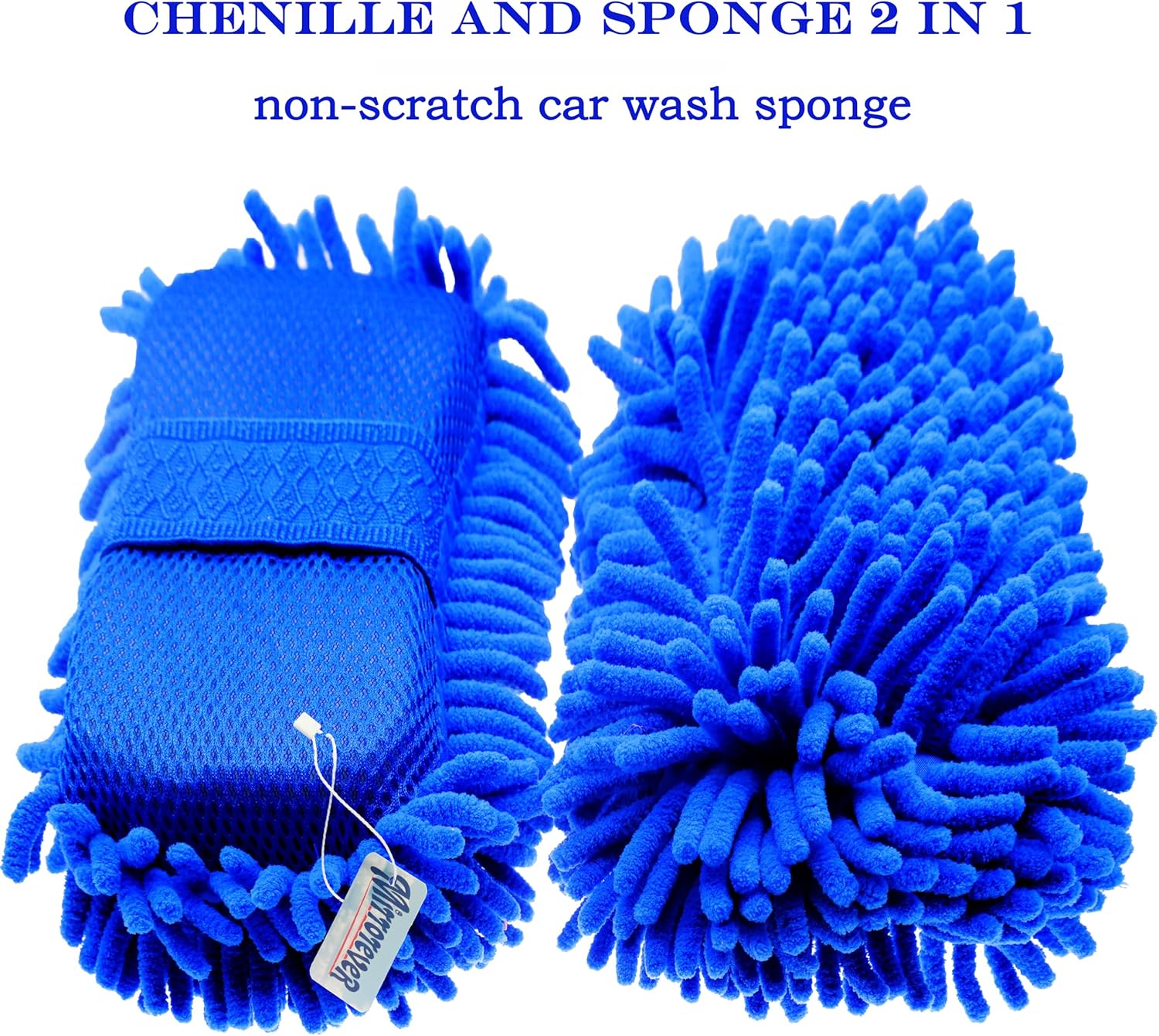 1PC Microfiber Car Wash Sponge - Non-Scratch Two-Sided Chenille Mitt for Cars, Trucks, SUVs, Boats, RVs