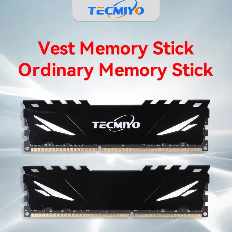 TECMIYO DDR3/ DDR3L 1333/1600 DDR4 8 GB/16 GB 2133/2400/2666 MHz/3000 MHz/3200 MHz/3600 MHz Desktop-RAM mit Kühlkörper – 1 PC Schwarz