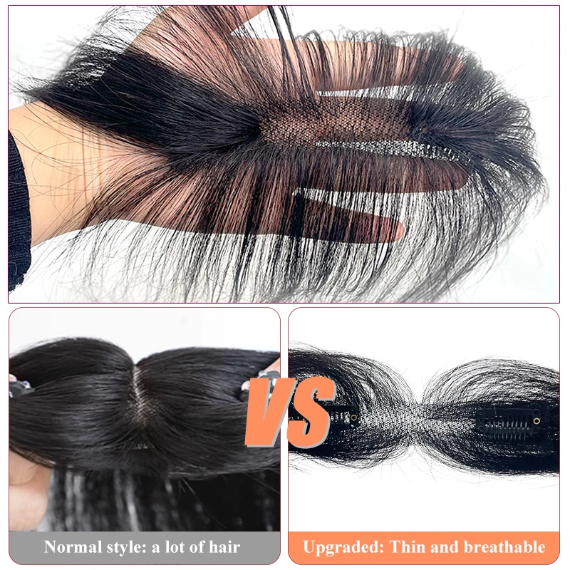ผมมนุษย์ธรรมชาติหน้าผาก Fringes ผม Bangs 3D ภาษาฝรั่งเศสคํา Bangs วิกผมสําหรับผมผู้หญิงชิ้นหัวผ้าม่านชิ้นแปดรูป Bangs