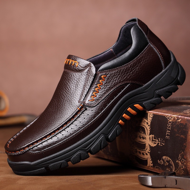 Sapatos casuais masculinos de couro feitos à mão sola macia mocassins confortáveis para homens moda deslizamento-em sapatos de condução antiderrapante sapato de negócios