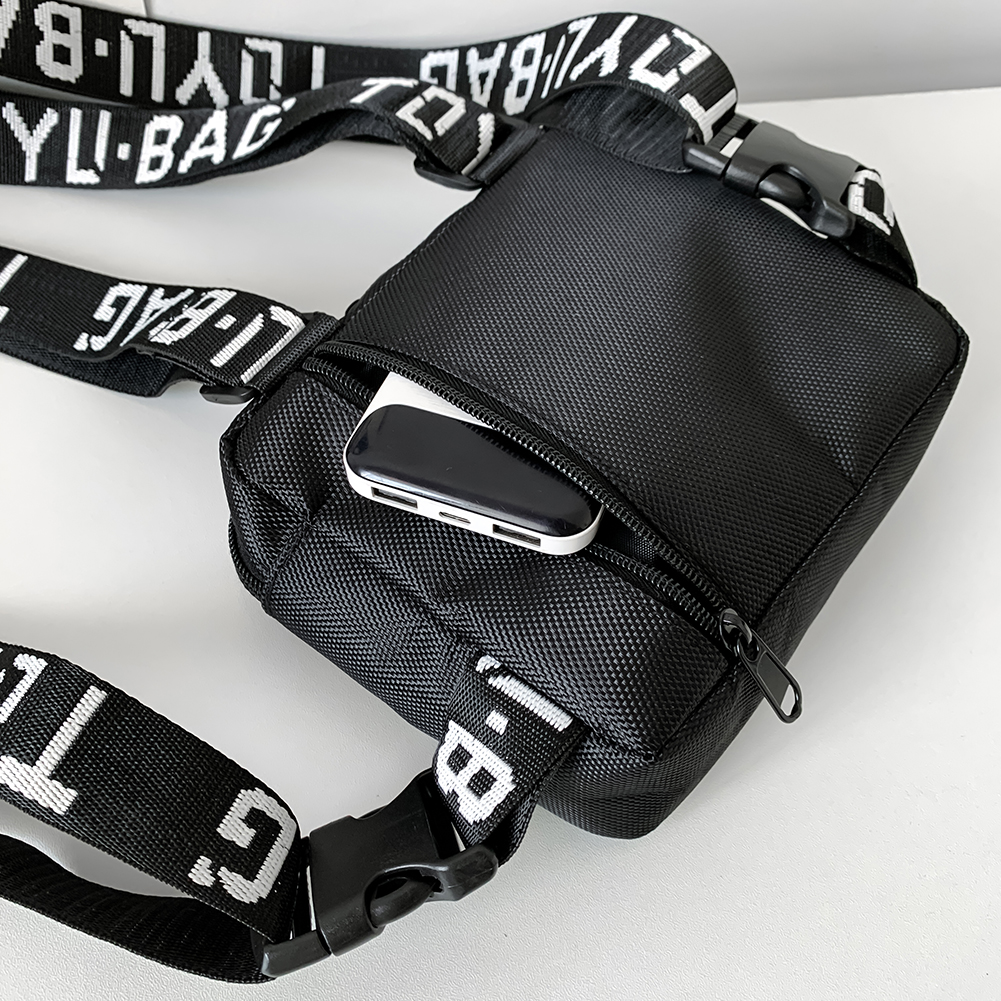 Bolsa de pecho de nailon ajustable para hombre y mujer, riñonera informal de estilo Hip Hop, con bolsillo frontal