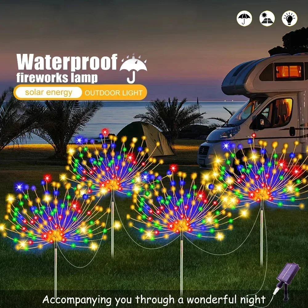 1PC Solar LED Vuurwerk Lantaarn Buitenterras Tuin Bruiloft Decoratieve Verlichting Decoratieve Lantaarns Landschap Gazon Festival Lamp