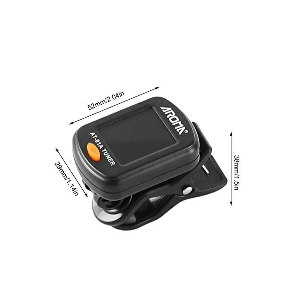 Afinador de guitarra AROMA AT-01A/101, sintonizador giratorio plegable con Clip, alta sensibilidad para bajo, ukelele, accesorios para guitarra cromática