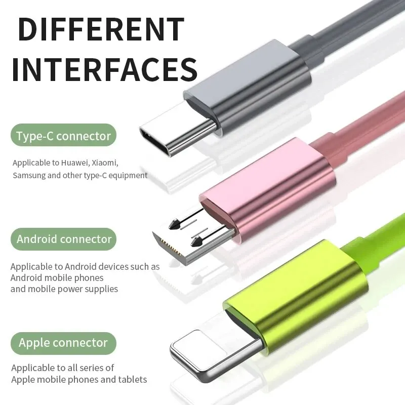 3 in 1 Telescopic Cable Suitable for Apple Type C Android Mobile Phone 3A Fast Charging USB Cable for iPhone Cable Usb C Cable