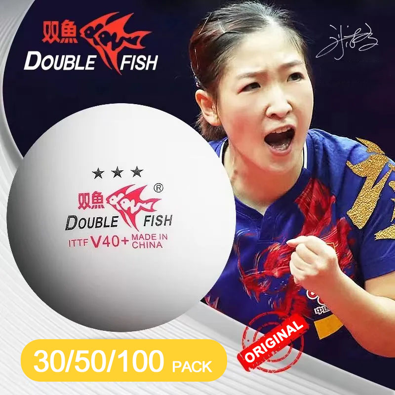 本物のダブルフィッシュ V40+ 3 スター 30 個ピンポンボール縫い目 ABS 新素材卓球ボール ITTF 標準ピンポンボール