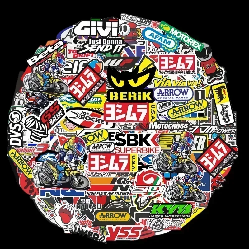 40/80/120 pçs aleatório motocicleta adesivos ornamentais para kawasaki honda yamaha decalques carro bicicleta capacete tanque de corrida patrocinador logotipo conjunto