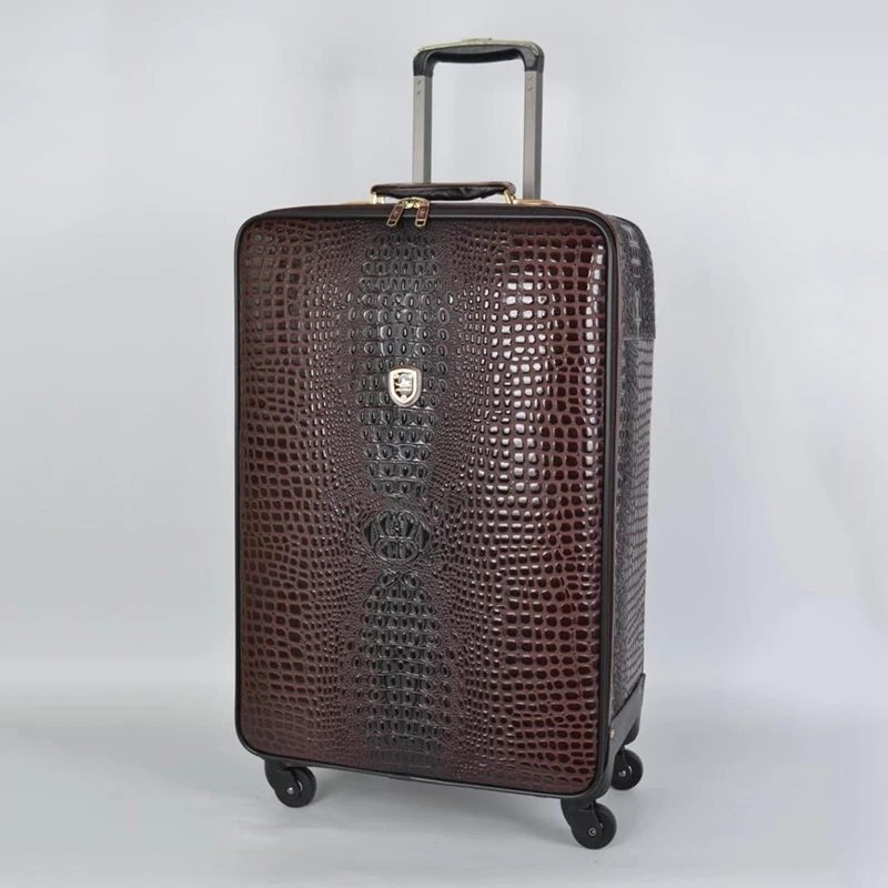 Krokodil muster Leder Roll gepäck 16/Zoll Boarding Trolley Koffer Echt leder Herren-und Damen reisegepäck