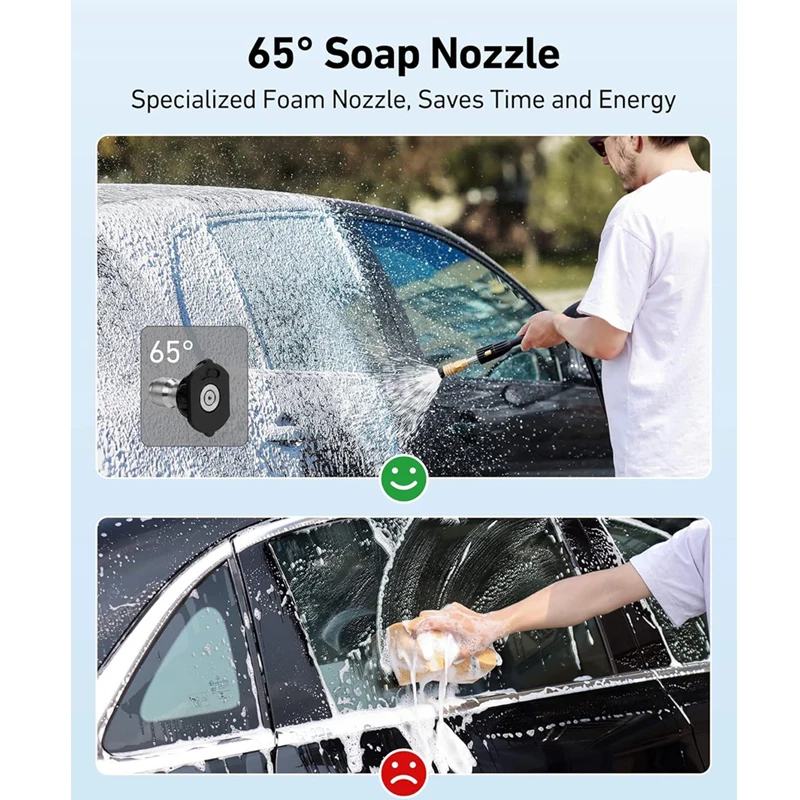Tool Daily Pressure Washer Nozzle Tip Multiple Degrees Nozzle 1/4 Quick Connect (0、15、25、40、65) Hot- and Cold-Water Compatible