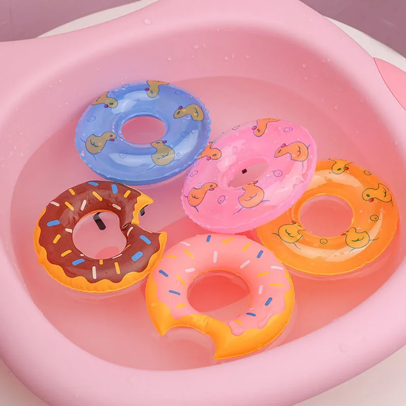 Mini anéis infláveis de natação, Donuts Little Yellow Duck Pattern, Brinquedos infantis jogos de água