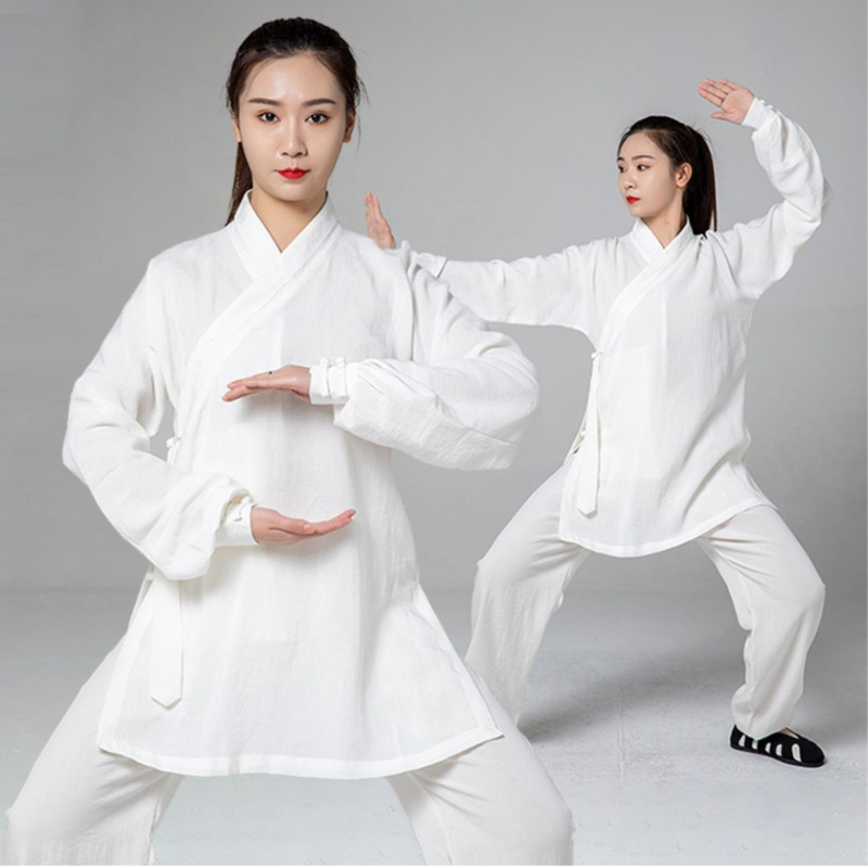 Feminino chinês tradicional algodão linho roupas wudang tai chi prática uniforme de arte marcial taoísta kung fu topo e calças conjunto