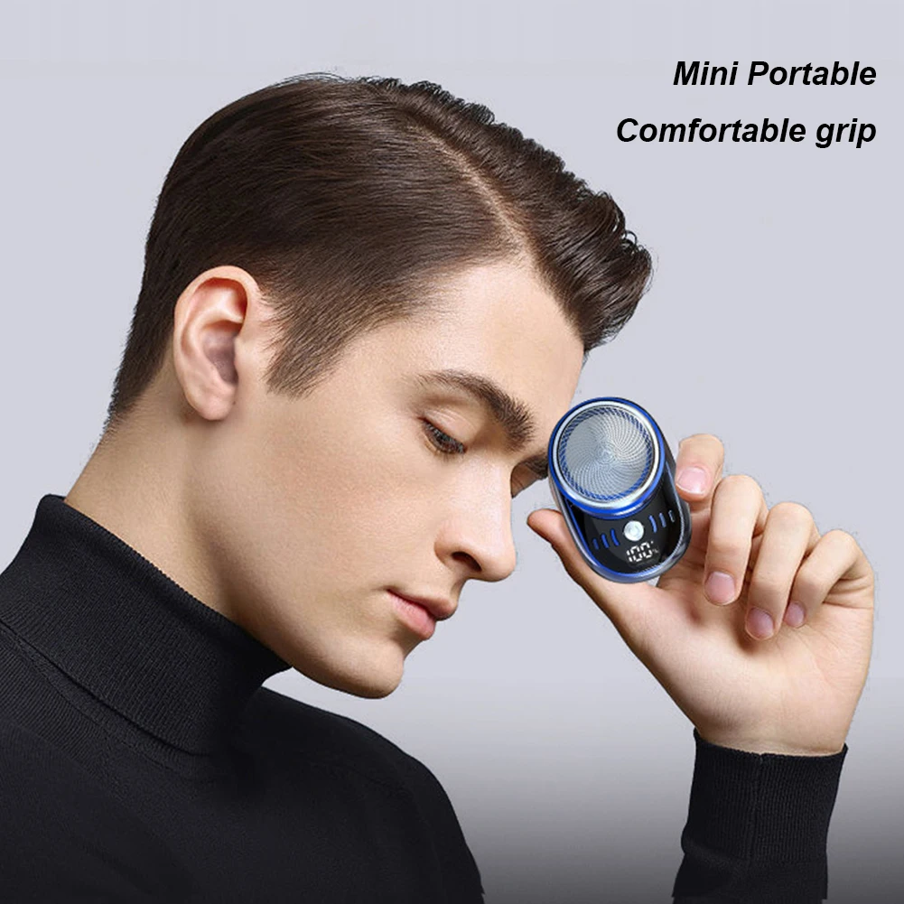 Men Vehicle Mounted Shaver USB Charging Face Beard Trimmer with Digital Display Shaving Face Beard Razor Washable Car Home Razor