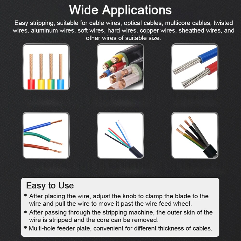 แบบพกพา Wire Stripper คู่มือเครื่องมือตัดสายไฟ 1-25 มม.ไฟฟ้า Peeling เครื่อง Hand Crank มือไฟฟ้าเจาะ