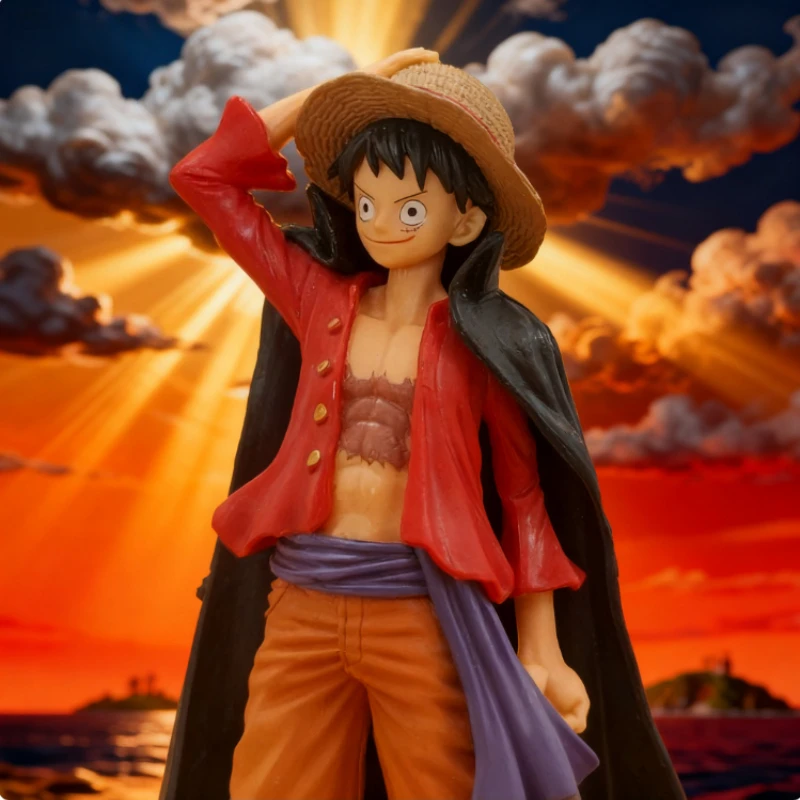 Bandai 15cm integrado luffy chapéu vestindo boneca de ação estátua anime personagem pvc modelo boneca série brinquedo presente para crianças